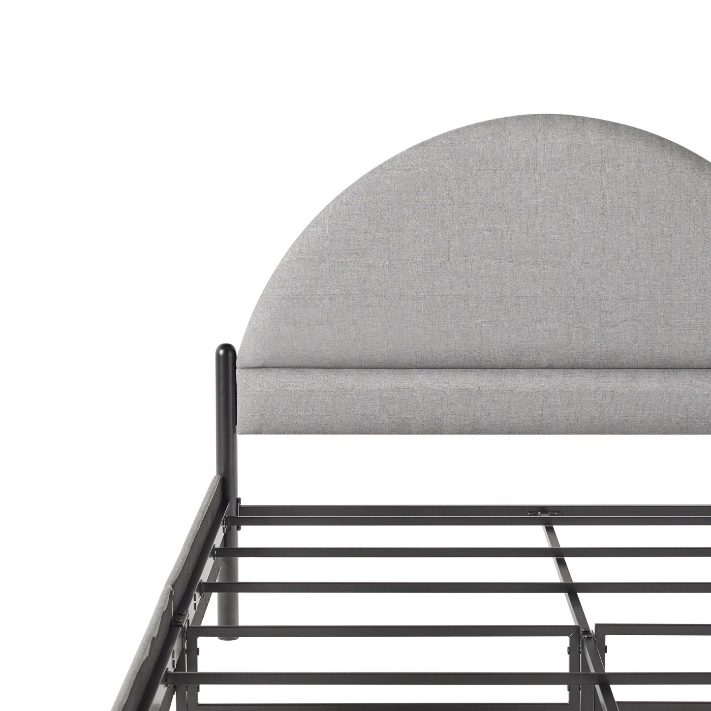 Queen Bed Frame Modern Upholstered Curved Headboard - Gray