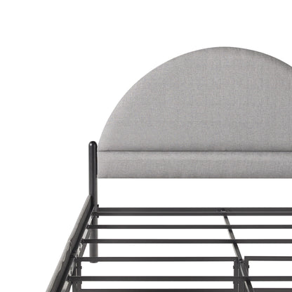 Queen Bed Frame Modern Upholstered Curved Headboard - Gray