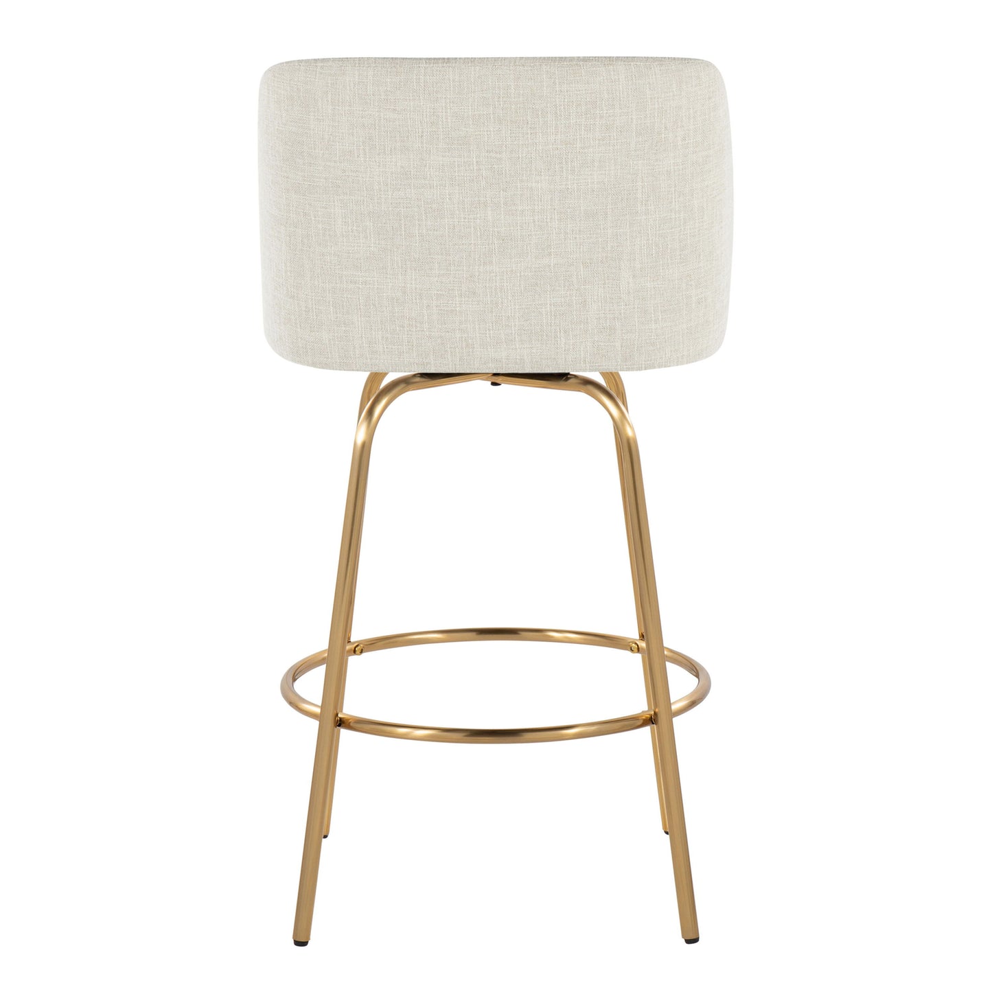 Toriano - Contemporary Fixed Height Counter Stool Swivel With Round Footrest (Set of 2) - Cream / Gold