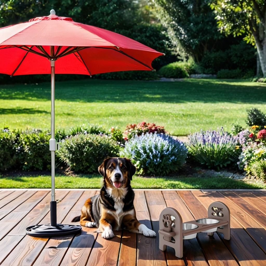 Adjustable Pet Bowl Travel Ready HDPE Durable Poly Lumber Recycled - Brown