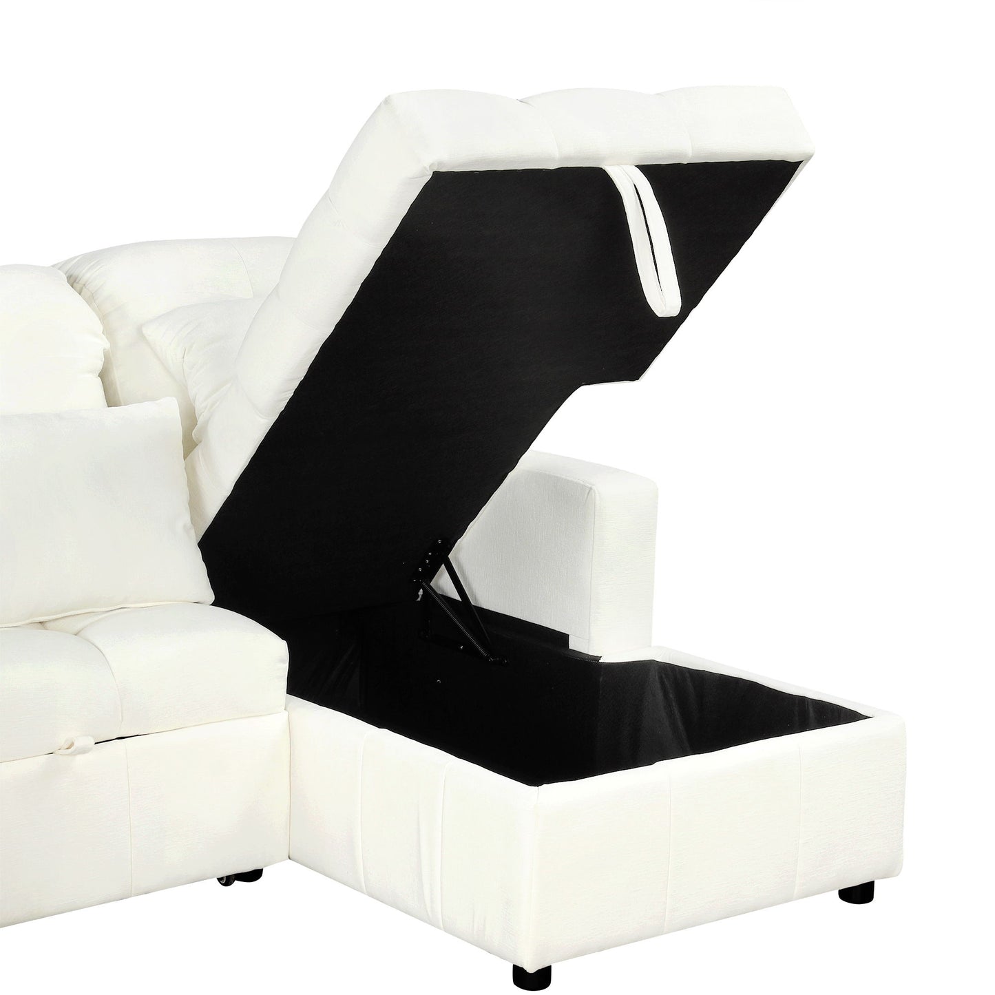 Oversized U - Shaped Sofa Versatile Sectional Sofa Pull Out Sofa Bed With Double Storage Chaise Lounges And 2 USB Ports For Living Room - Beige