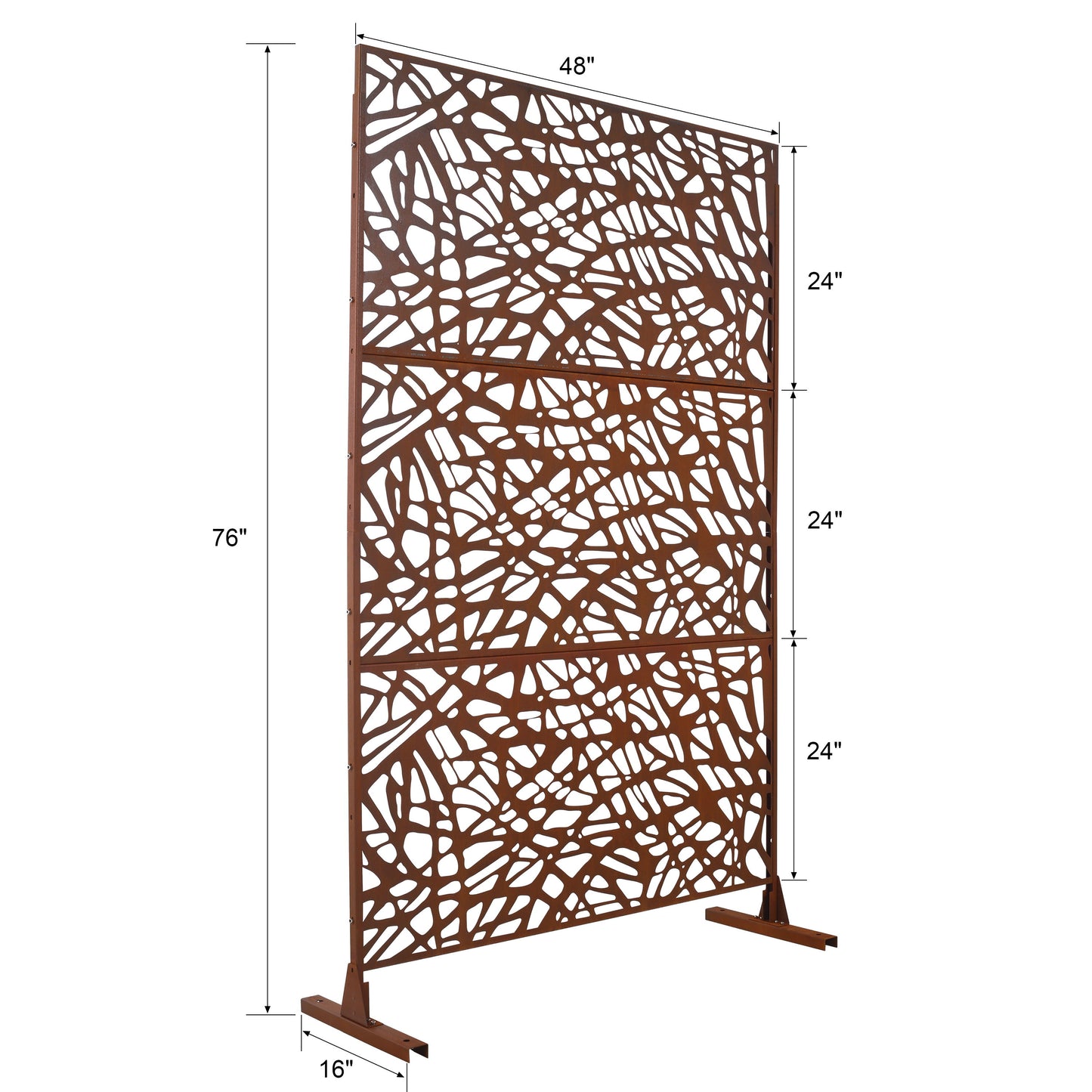 Outdoor & Indoor Privacy Screen Metal Privacy Screen, Freestanding Decorative Privacy Screen For Deck Balcony Patio - Rust Red