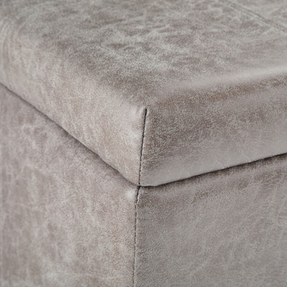 Dover - Storage Ottoman Bench - Distressed Gray Taupe