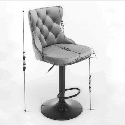 Swivel Velvet Barstools Adjusatble Seat Height, Modern Upholstered Bar Stools With Backs Comfortable Tufted For Home Pub And Kitchen Island (Set of 2) - Orange