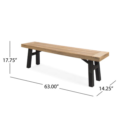 Outdoor Bench With Slat Panel Design And Frame - Natural / Gray