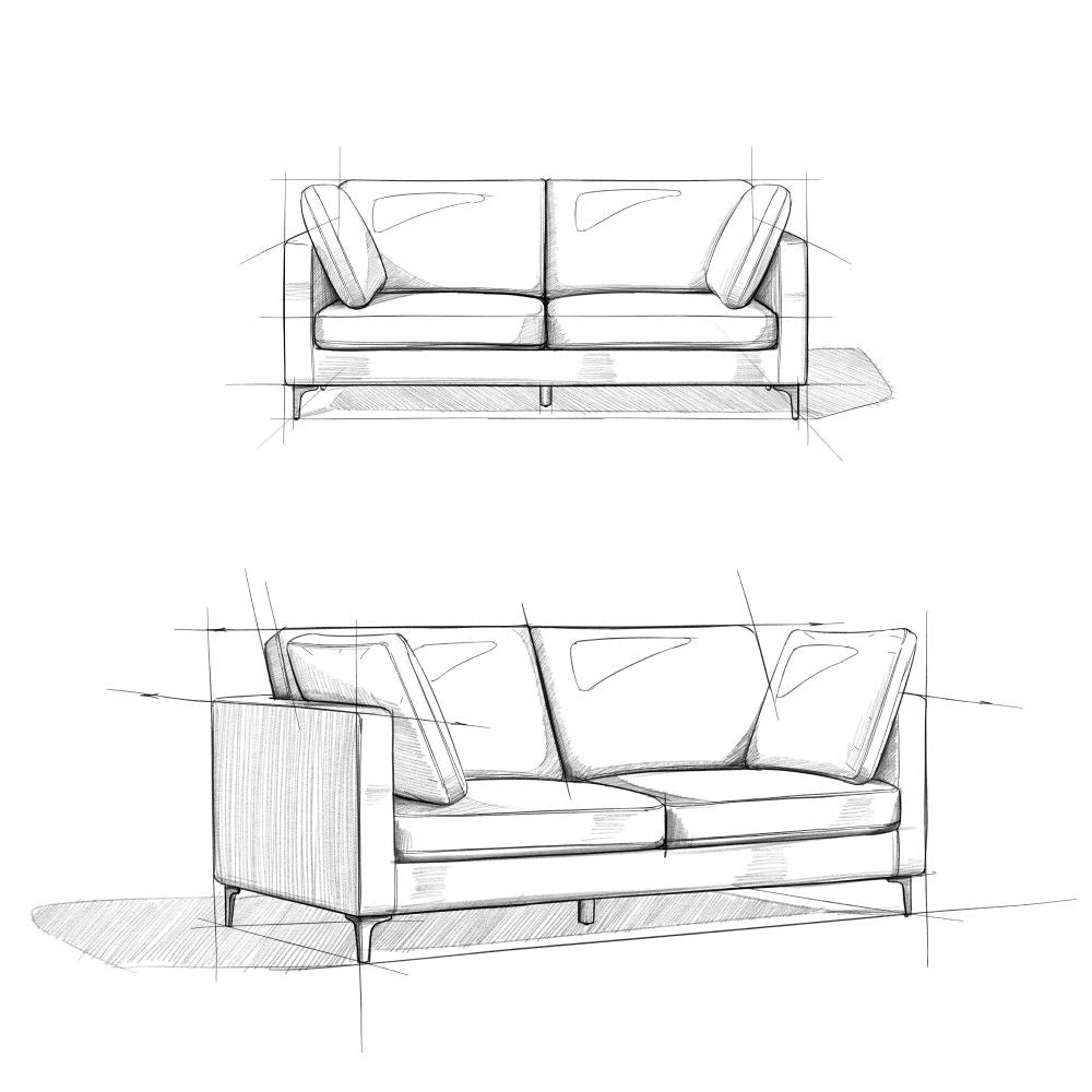 Ava - Mid Century Sofa - Dark Gray
