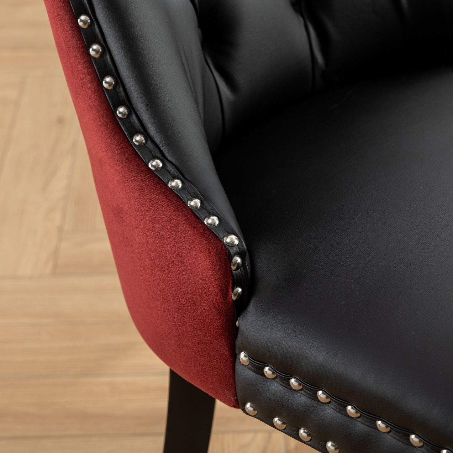 Nikki - Modern, High-End Tufted Solid Wood Contemporary And Velvet Upholstered Dining Chair With Wood Legs Nailhead Trim (Set of 2) - Black / Winered / Burgundy