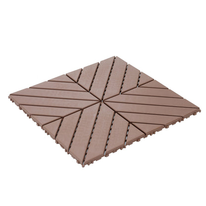 Plastic Interlocking Deck Tiles, 44 Pack, Waterproof Outdoor All Weather Use - Red Brown