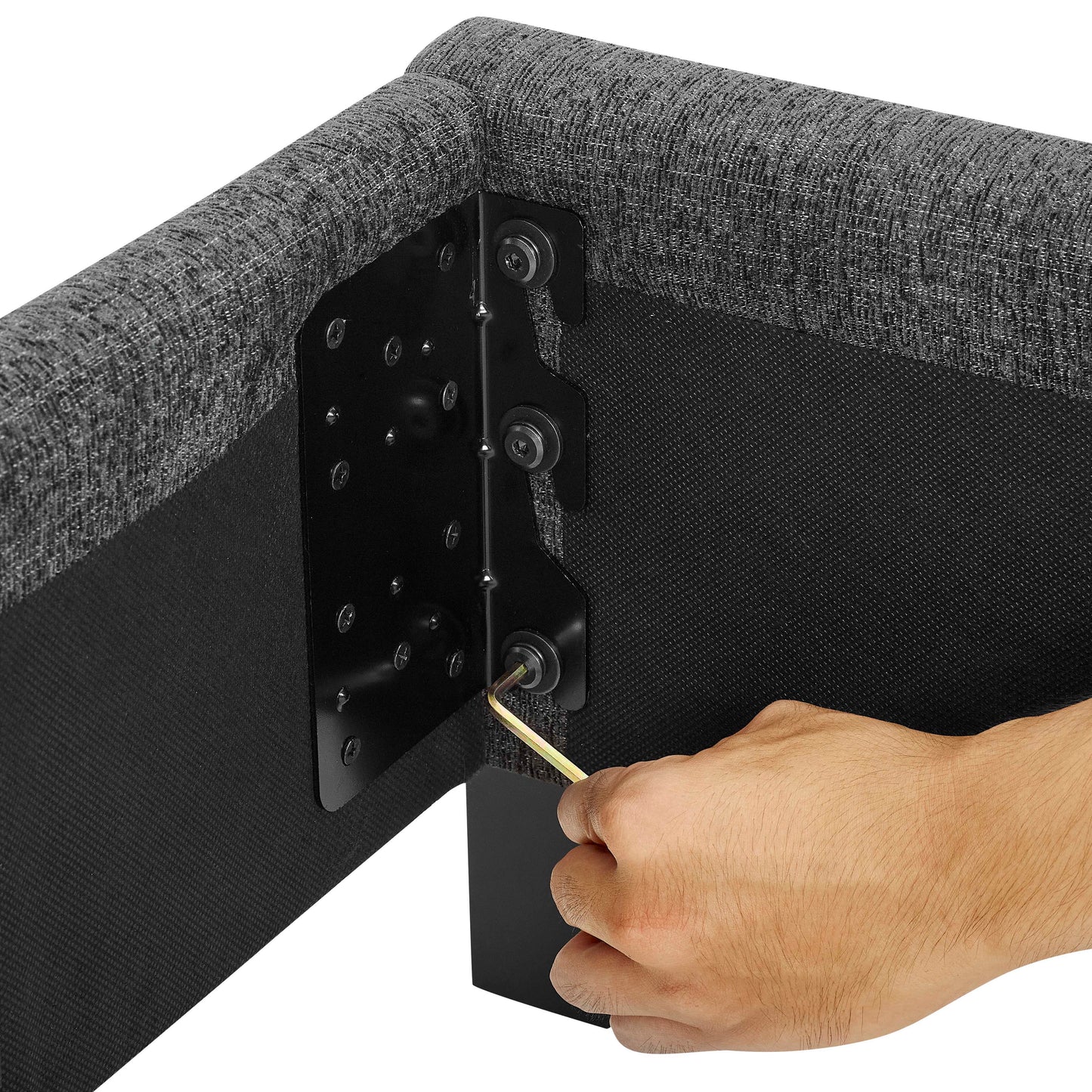 King Size Upholstered Platform Bed - Charcoal Gray