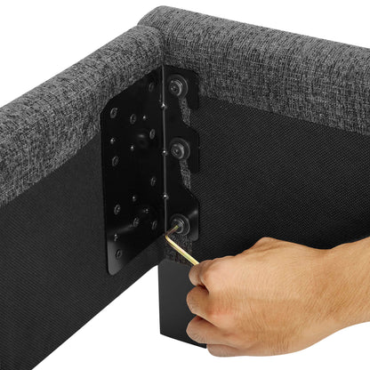 King Size Upholstered Platform Bed - Charcoal Gray
