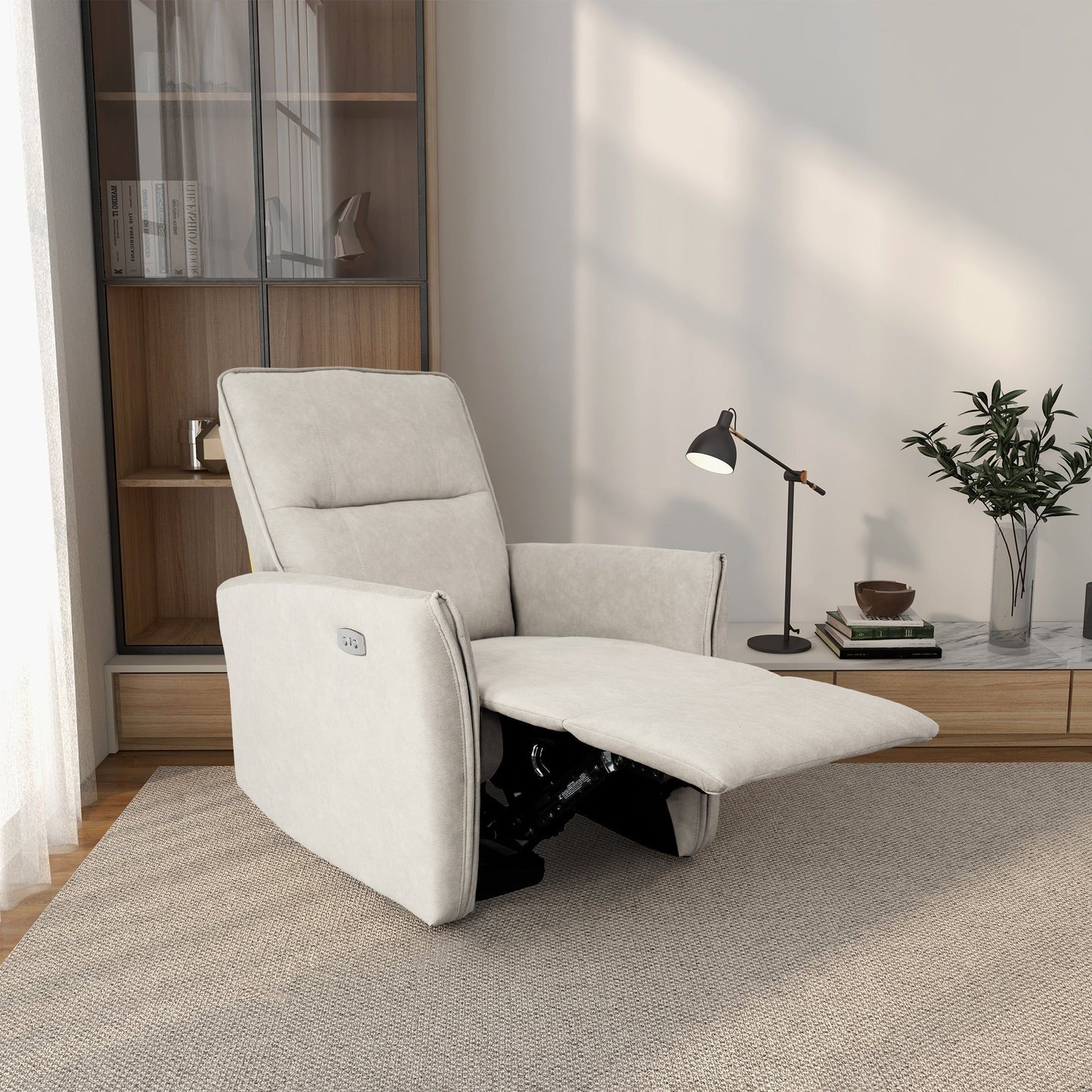 Asheville - Suede Recliner Chair - Cream