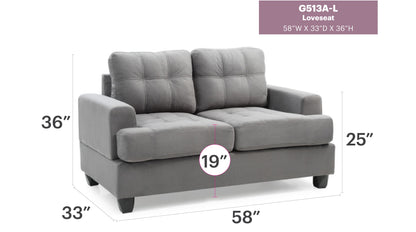 Cozy Transitional Loveseat - Gray