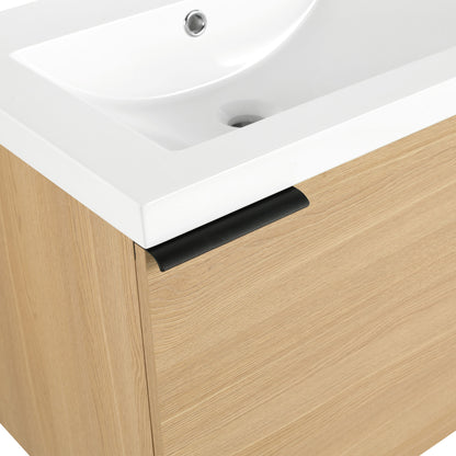 Modern 24" Bathroom Vanity Sink Combo With Spacious Storage And Construction - Oak