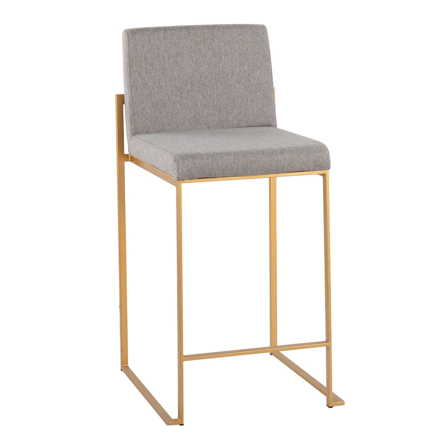 Fuji - Contemporary High Back Counter Stool (Set of 2) - Gray / Gold