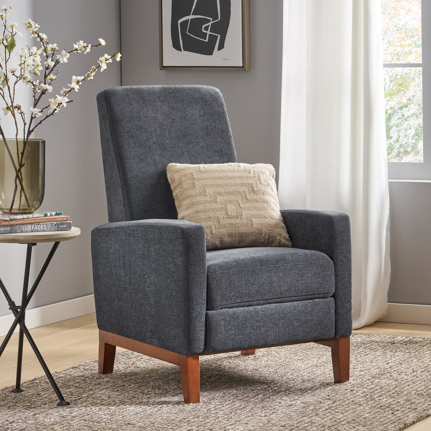 Wide Hand Manual Club Recliner - Charcoal