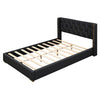 Full Size Upholstered Platform Bed With Strips - Black