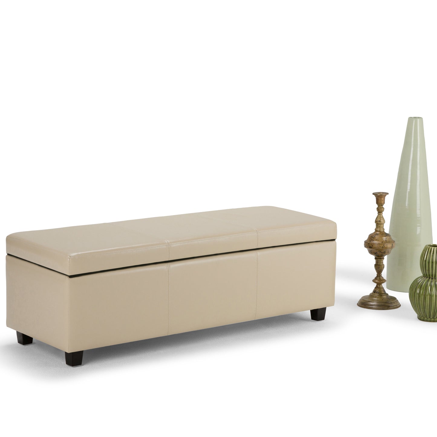 Avalon - Storage Ottoman Bench - Satin Cream