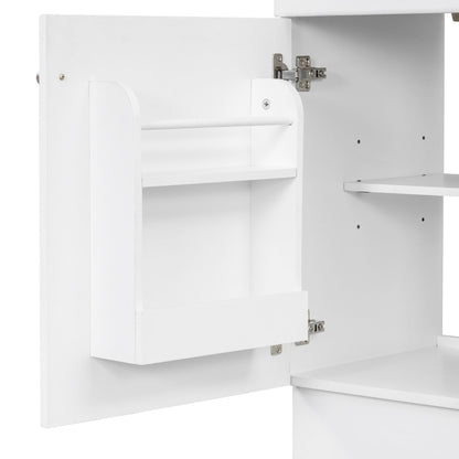 18" Bathroom Vanity With Sink, & Ceramic, Adjustable Shelf - White