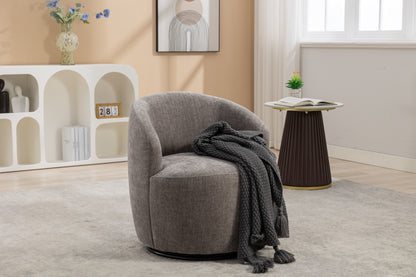 Chenille Fabric Swivel Accent Armchair Barrel Chair With Black Powder Coating Metal Ring - Gray
