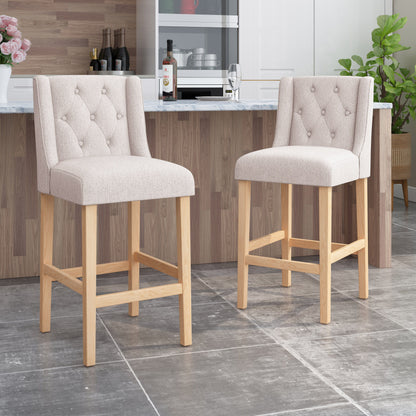 Ethereon - Fabric Tufted Counter Stool (Set of 2) - Beige
