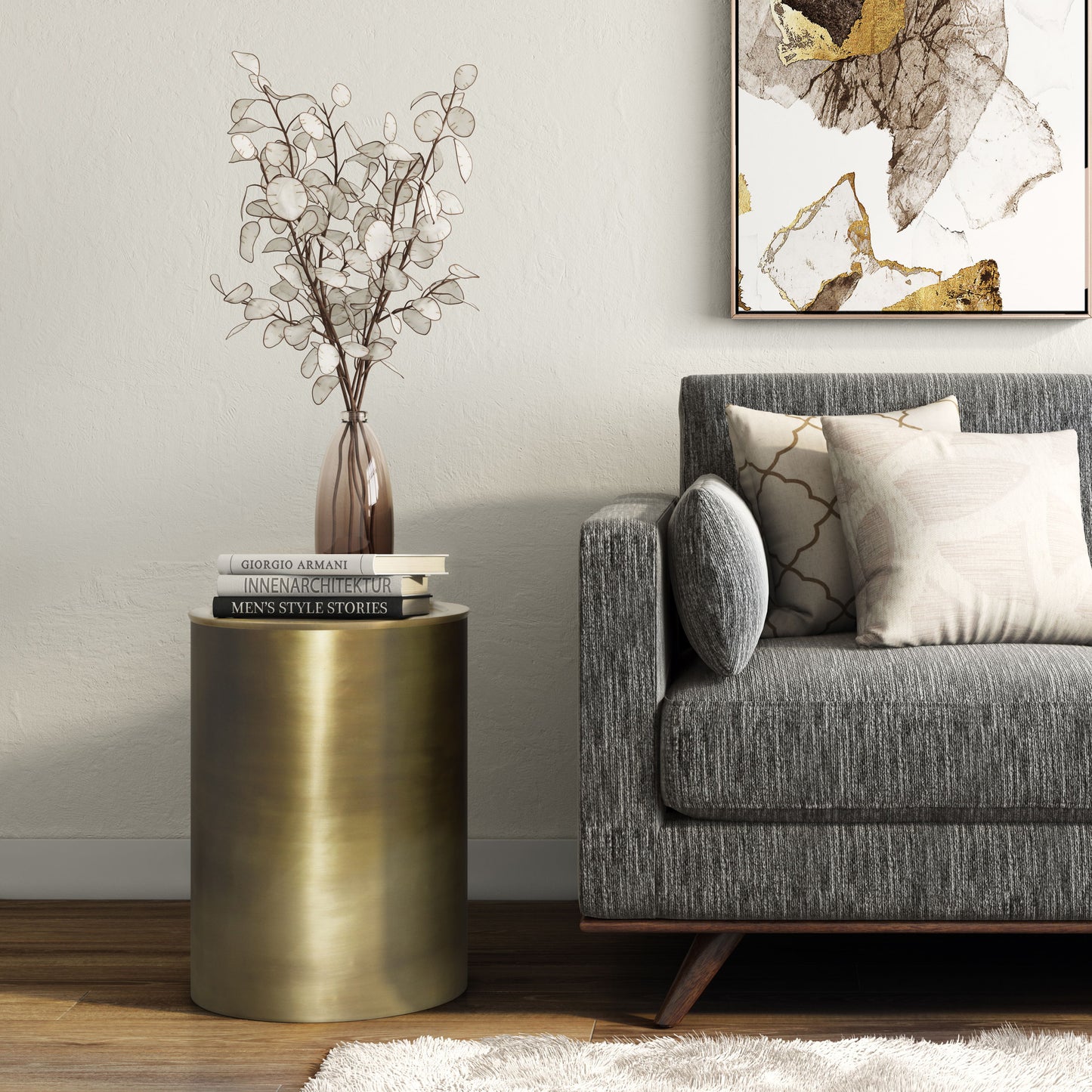 Corbin - Metal Side Table - Antique Gold