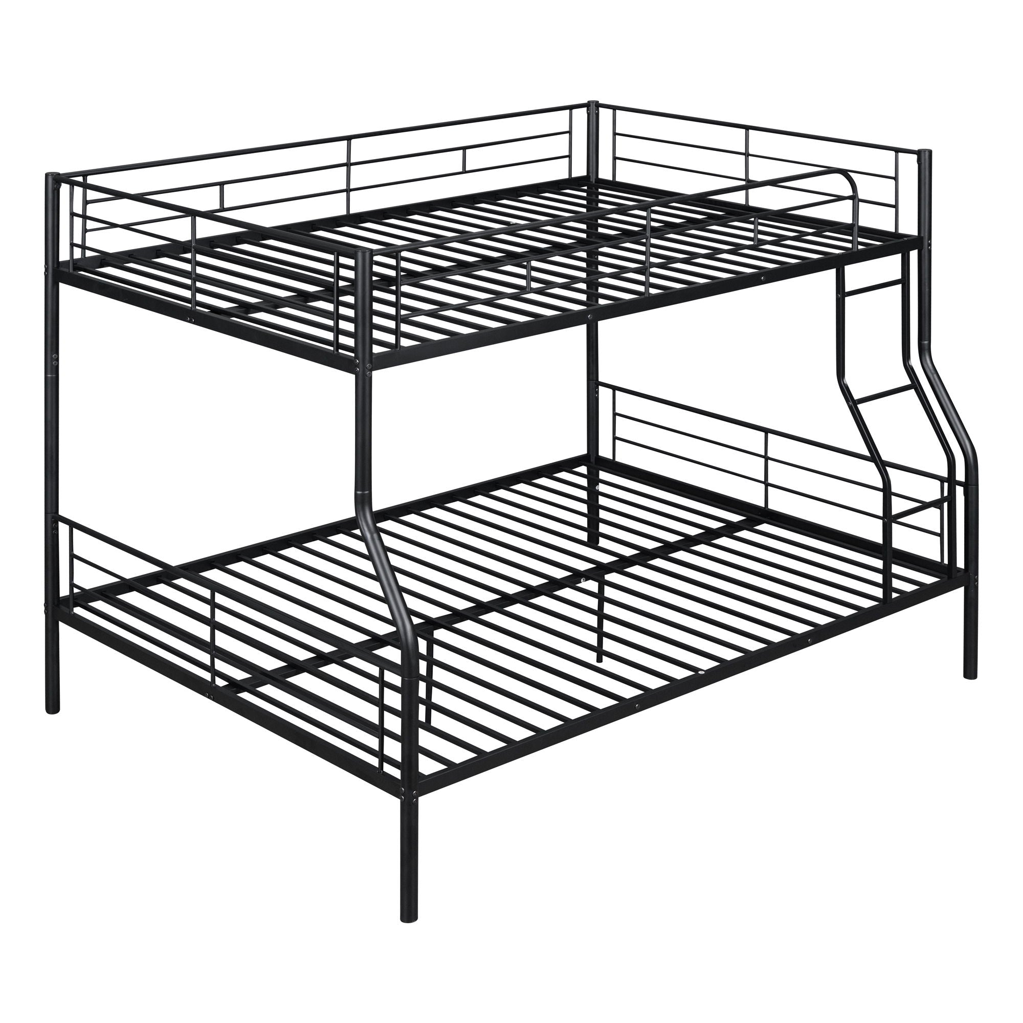 Full Long Over Queen Metal Bunk Bed - Black