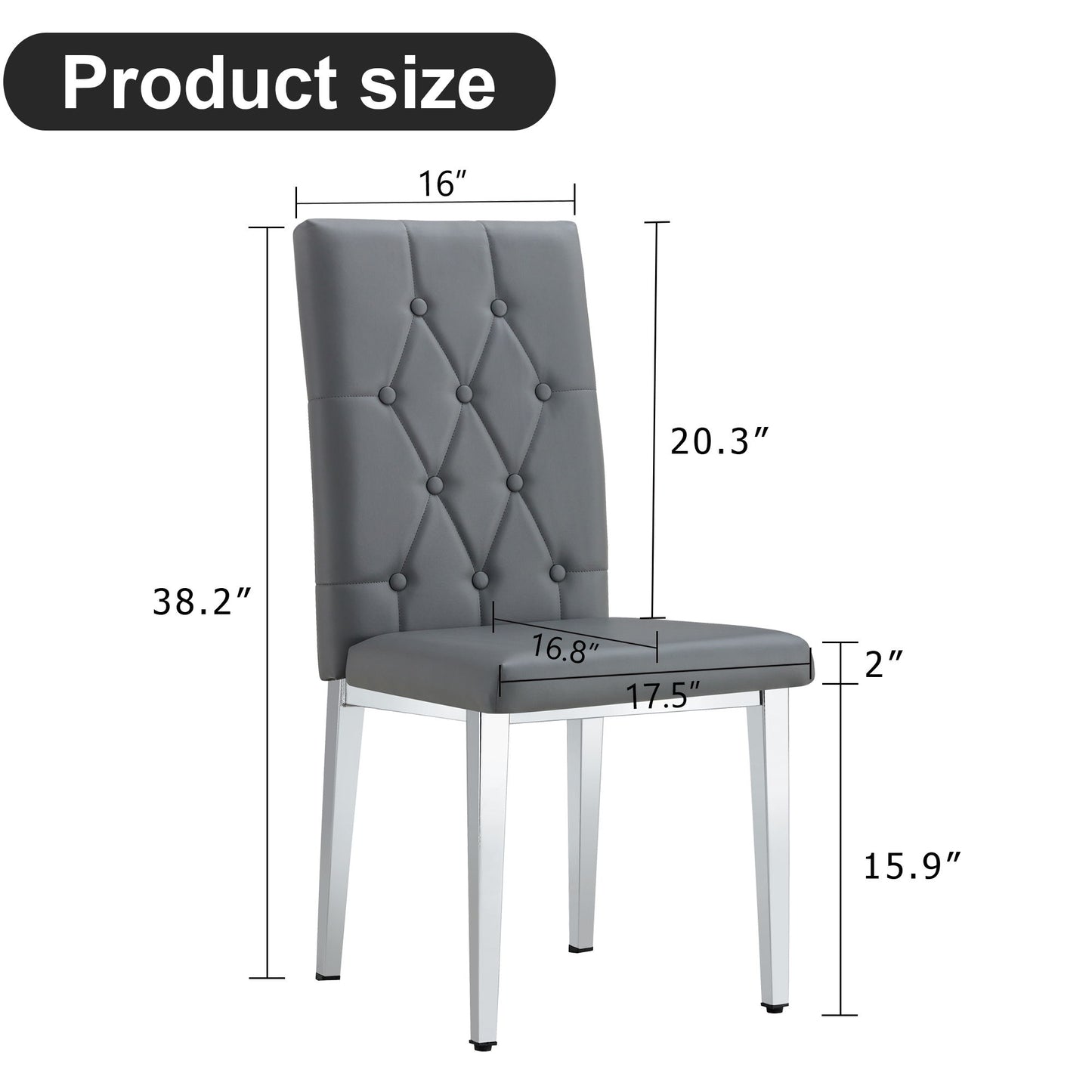 Armless Dining Chairs, Grid And Buckle Design Of The Back (Set of 4) - Gray