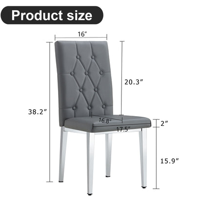 Armless Dining Chairs, Grid And Buckle Design Of The Back (Set of 4) - Gray