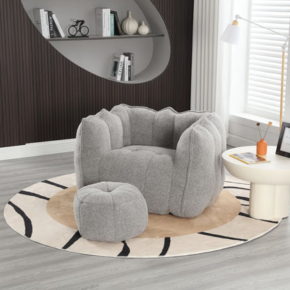 Soft Bean Bag Chair With High Resilient Foam (Chips) - Gray