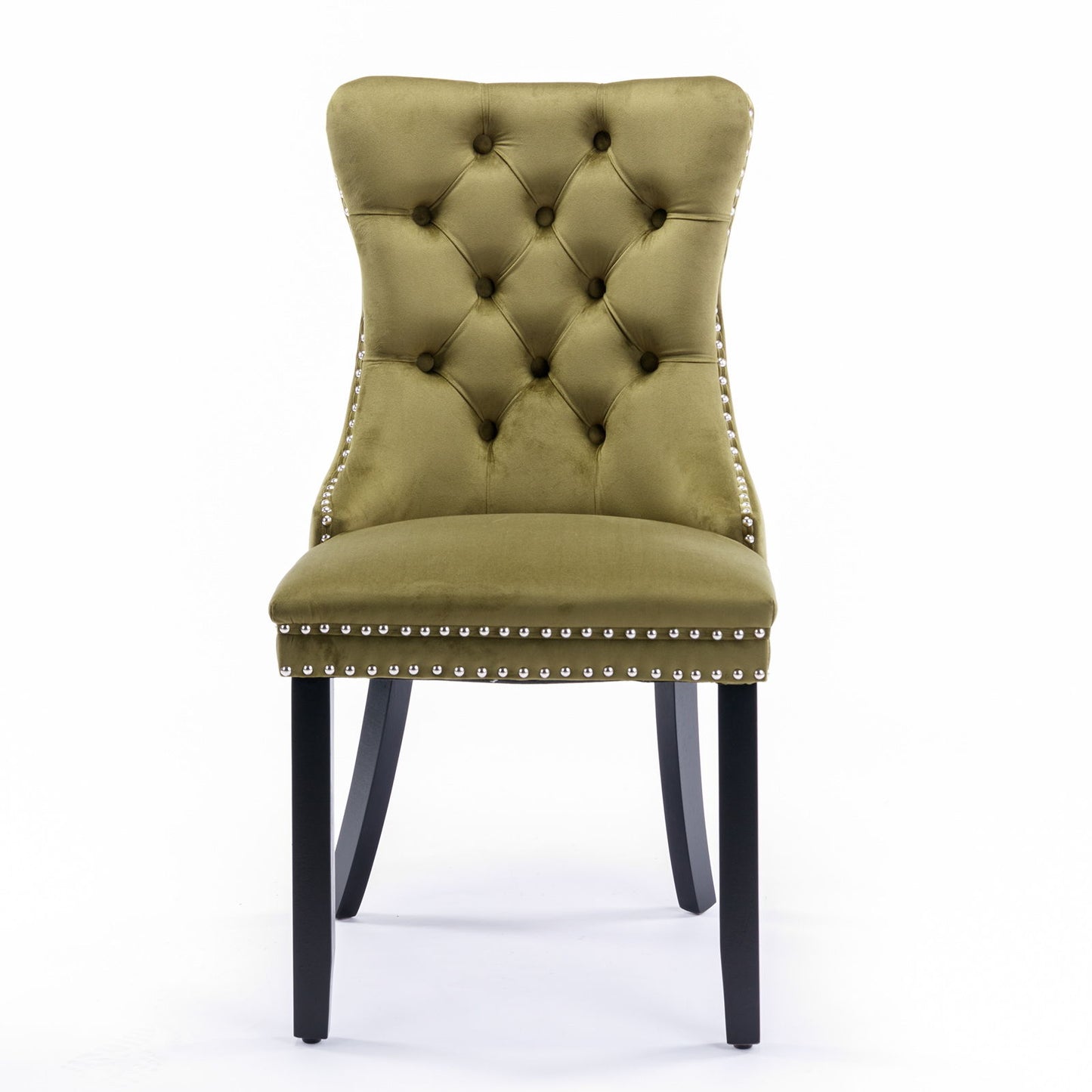 Nikki - Modern, High-End Tufted Solid Wood Contemporary Velvet Upholstered Dining Chair With Wood Legs Nailhead Trim (Set of 2) - Olive Green