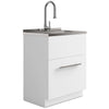 Metro - Laundry Cabinet & Faucet And Stainless Steel Sink - White