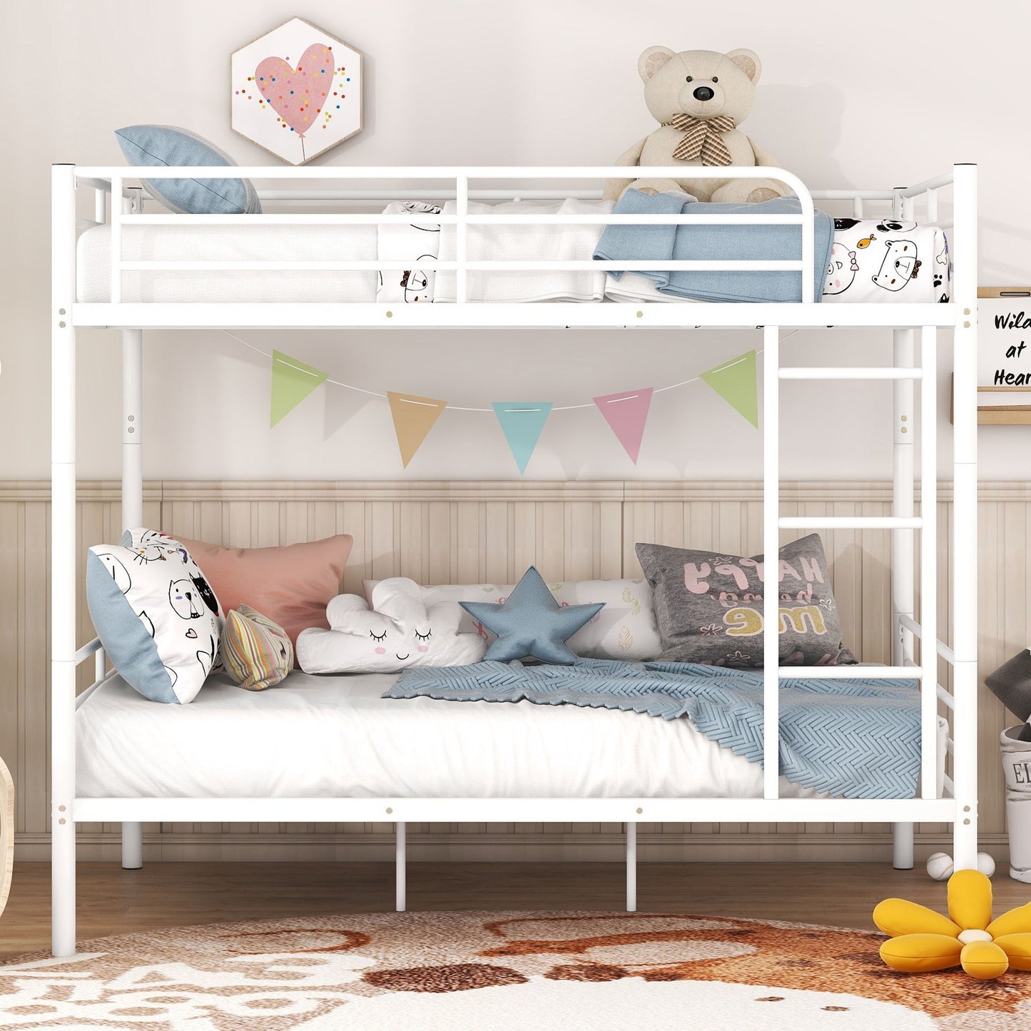 Full Over Full Metal Bunk Bed - White