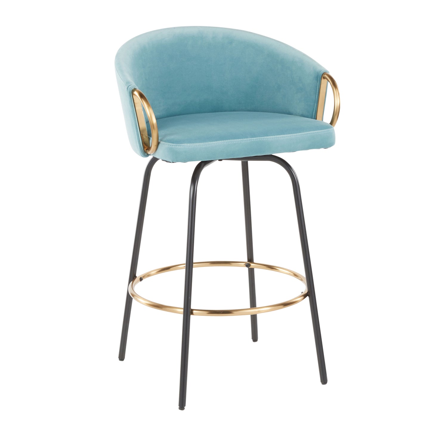 Claire - Contemporary / Glam Counter Stool (Set of 2) - Black / Light Blue