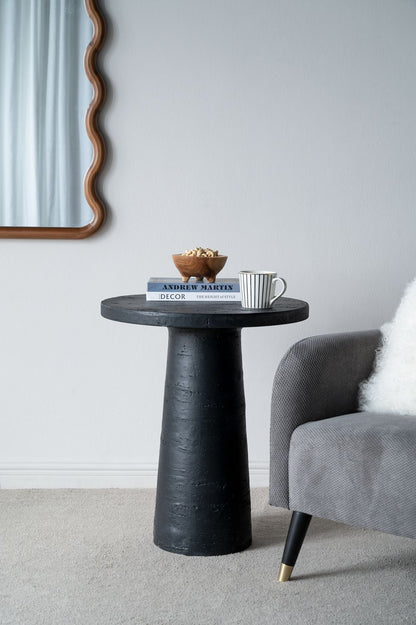 Round Side Table With Pedestal Base - Black