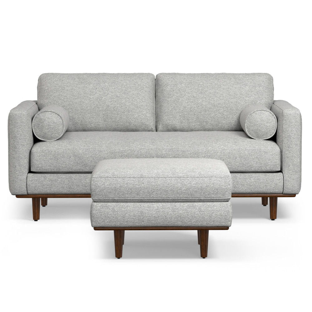 Morrison - Upholstered Sofa And Ottoman Set - Mist Gray