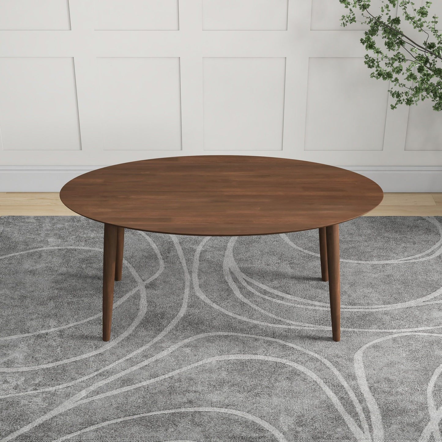 Ada - Mid-Century Modern Style Oval Dining Table - Brown
