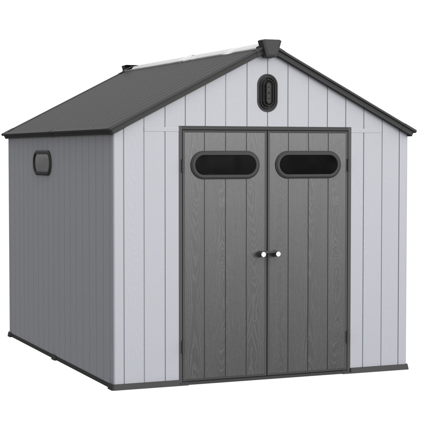 1 Resin Plastic Storage Shed For Backyard Garden With Spire Tool Storage - Black / Gray