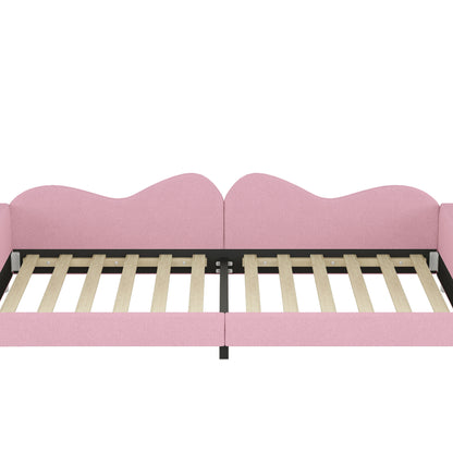 Twin Size Upholstered Daybed, Sherpa Fabric Sofabed With Cloud-Shaped Backrest, No Box - Spring Needed - Pink