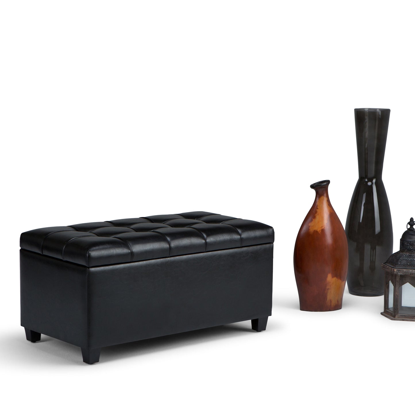Sienna - Storage Ottoman Bench - Midnight Black