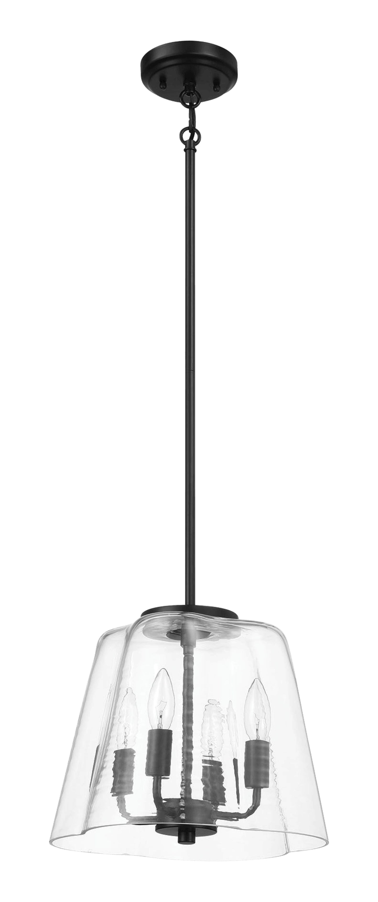 Soiree - 4 Candle Lights Pendant - Black / Clear