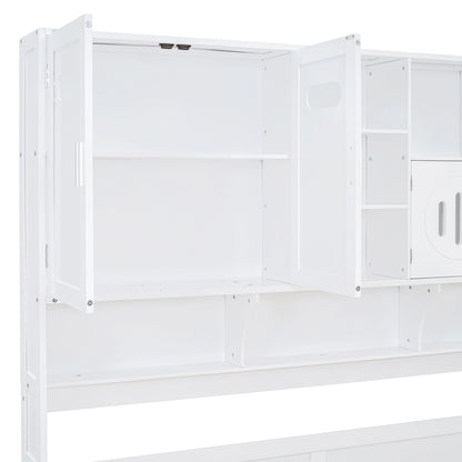Twin Size Daybed With 2 Drawers And All In One Cabinet And Shelf - White