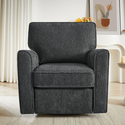 360 Degree Swivel Chair Accent Barrel Armchair With Side Pockets, Compact Design For Living Room, Bedroom, Office - Gray