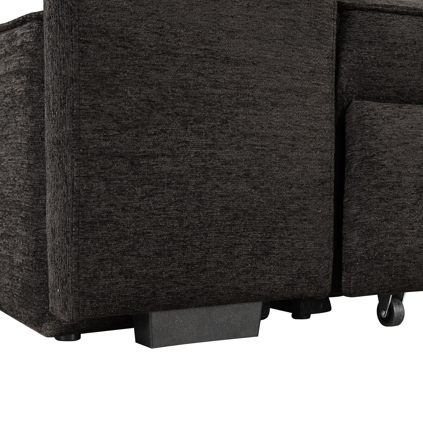 Modern L-Shape 3 Seat Reversible Sectional Couch, Pull Out Sleeper Sofa With Storage Chaise And 2 Stools For Living Room Furniture Set - Charcoal Gray
