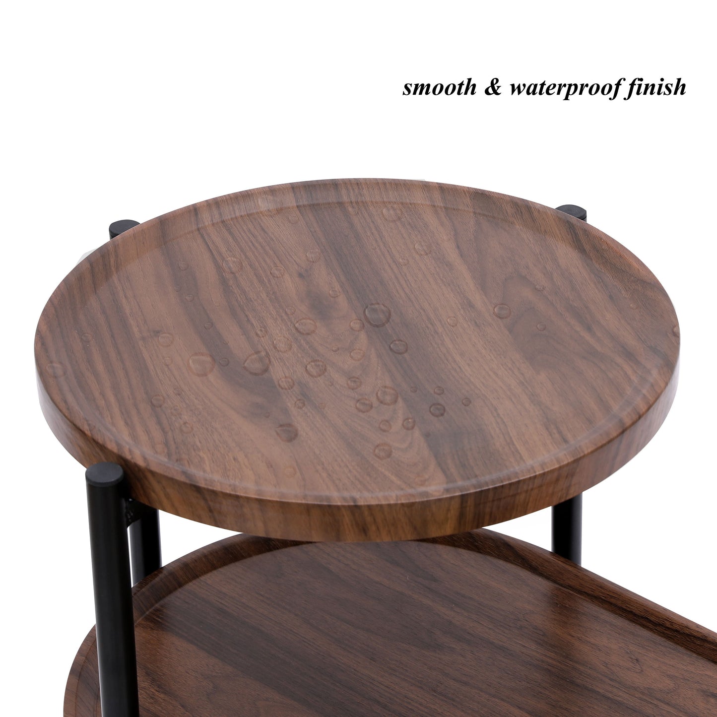 Small Coffee Tables 2 Tier Modern Sofa Side Table With Wood Storage Shelf Living Room End Tables Nightstands - Walnut Brown