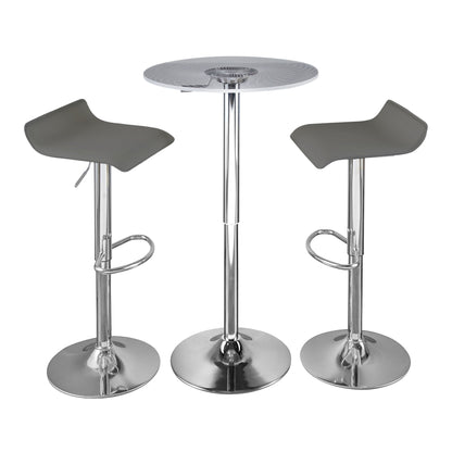 Spyra Ale - 3 Piece Contemporary Adjustable Bar With Light Up Set - Chrome / Clear / Gray