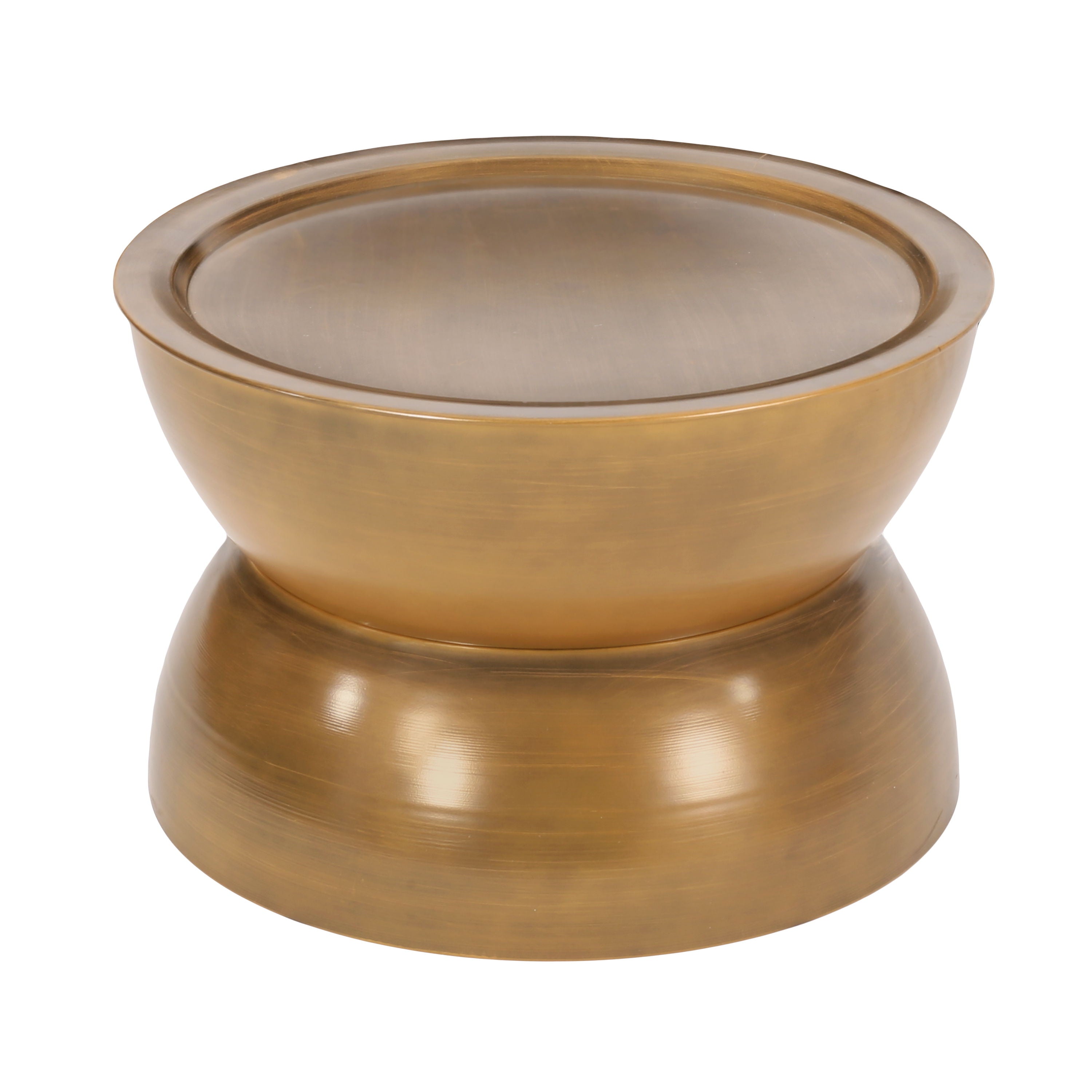 Metal Hammered Coffee Table With Stunning Hourglass Design - Gold
