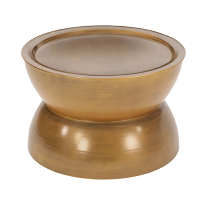 Metal Hammered Coffee Table With Stunning Hourglass Design - Gold