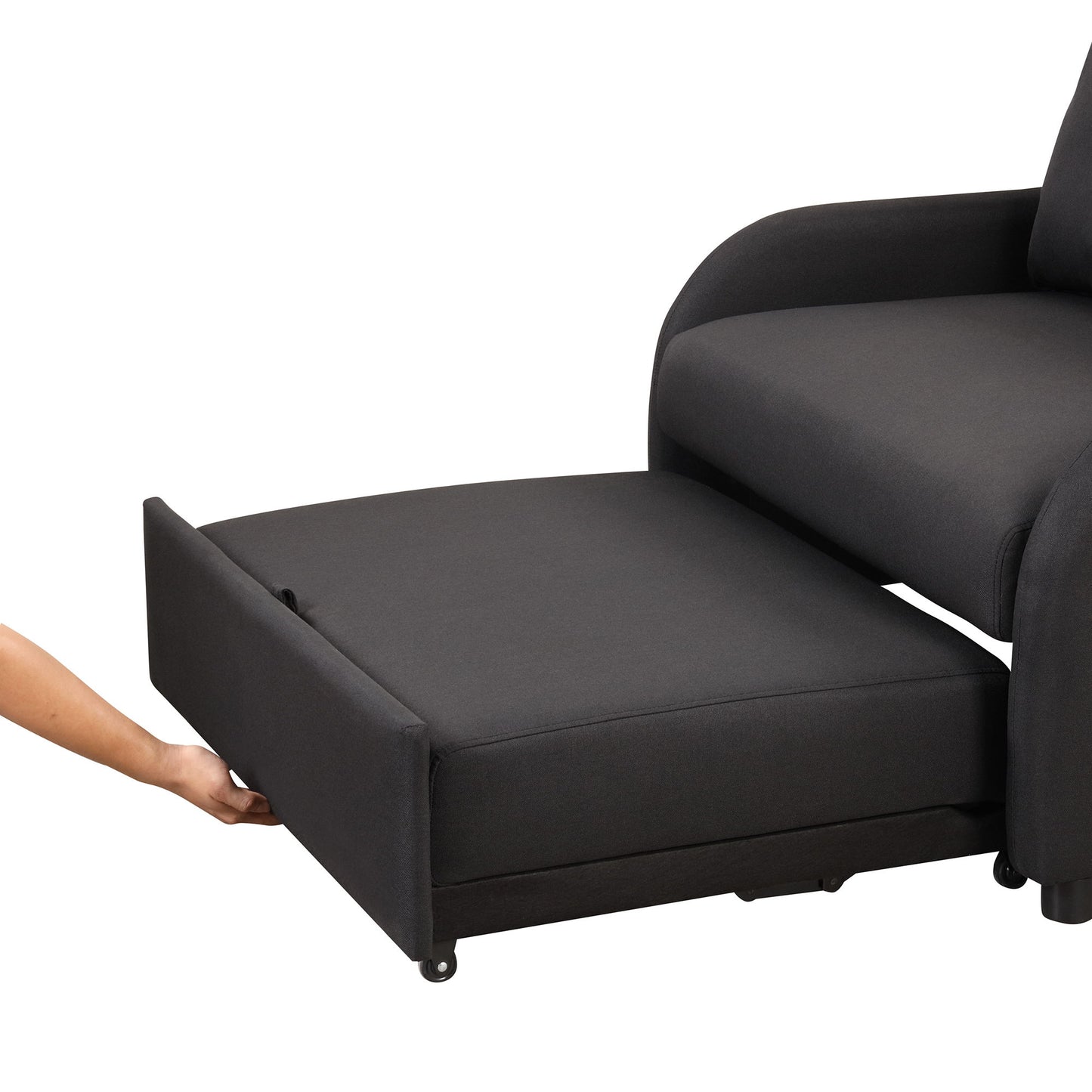 3 In 1 Pull Out Sofa Sleeper With Wing Table And USB Charge - Black