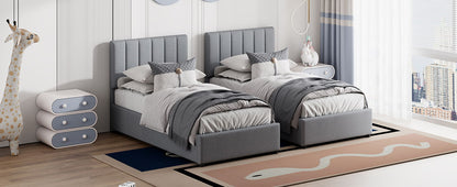King Size Upholstered Platform Bed With A Hydraulic Storage System - Gray