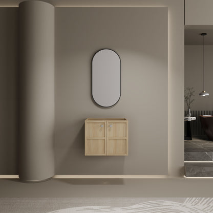 Modern Wall Mounted 24" Bathroom Vanity With 2 Soft Closing Doors, Excluding Sink - Oak